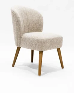 Perla - lot de 2 chaises de repas en tissu beige au design incurvé