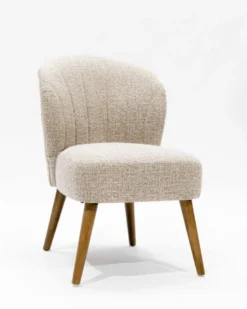 Perla - lot de 2 chaises de repas en tissu beige au design incurvé