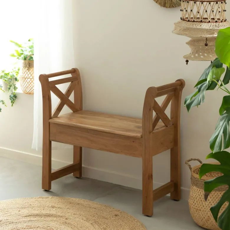 Petit banc en bois d'acacia isolde