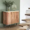 Petit buffet en bois d'acacia et marbre