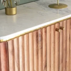 Petit buffet en bois d'acacia et marbre