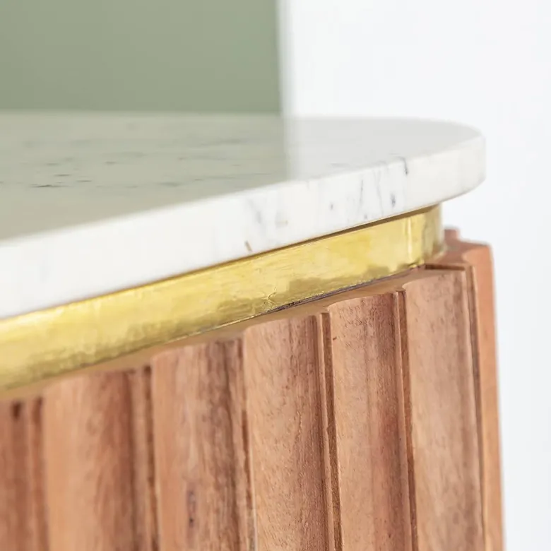 Petit buffet en bois d'acacia et marbre
