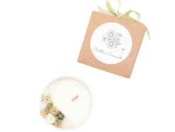 Petite bougie fleurs séchées fleur de lin