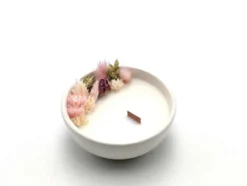 Petite bougie fleurs séchées rose ancienne