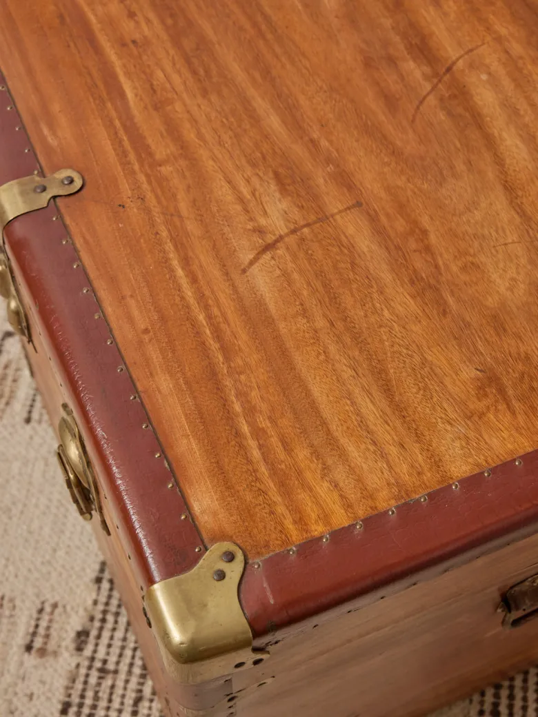 Petite malle en bois claire et laiton n°250