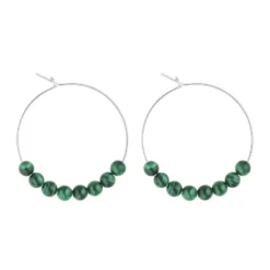Petites créoles malachite & argent