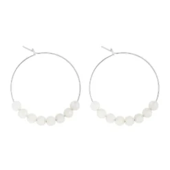 Petites créoles pierre de lune & argent