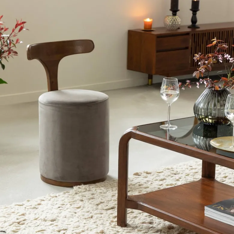 Petit fauteuil gris en manguier adonis