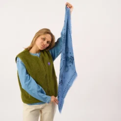 Petit foulard en laine sacha bleu Bleu