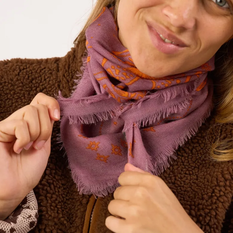 Petit foulard en laine sacha mauve Violet