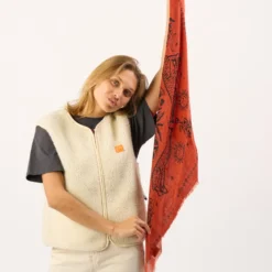 Petit foulard en laine sacha rouge Brique