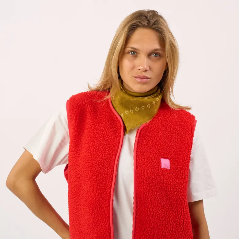 Petit foulard en laine sacha rouge Jaune