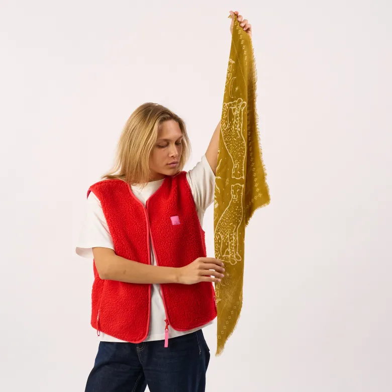 Petit foulard en laine sacha rouge Jaune