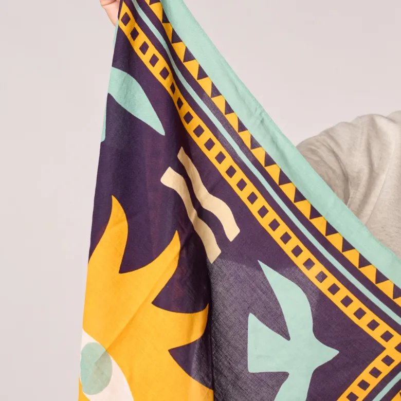 Petit foulard femme en coton paola violet Bleu clair
