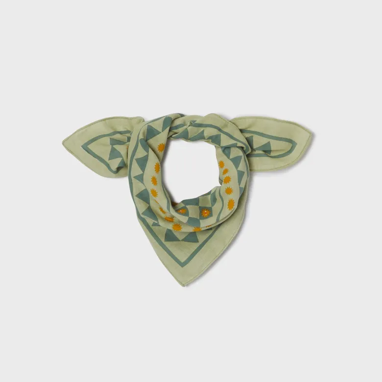 Petit foulard femme en coton romane vert Vert
