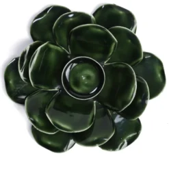 Photophore fleur de lotus en métal vert pour bougie chauffe-plat