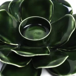 Photophore fleur de lotus en métal vert pour bougie chauffe-plat