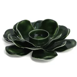 Photophore fleur de lotus en métal vert pour bougie chauffe-plat