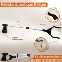Pince à déchets - pliable - noir