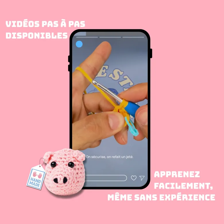 Pipo le cochon - kit crochet débutant avec vidéos - accessible à tous