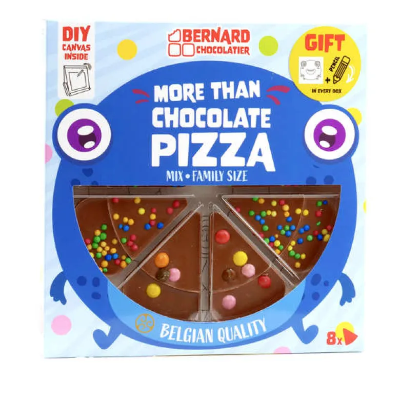 Pizza 8 parts en chocolat au lait décoré de confiseries