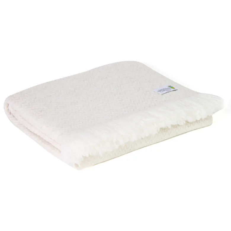 Plaid cachemire et laine beige amande