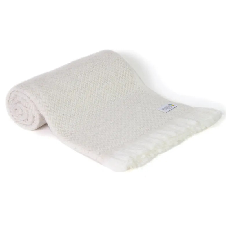 Plaid cachemire et laine beige amande