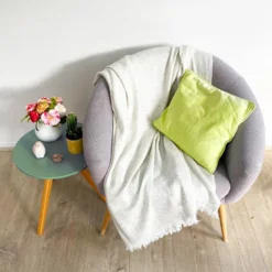 Plaid cachemire et laine beige amande