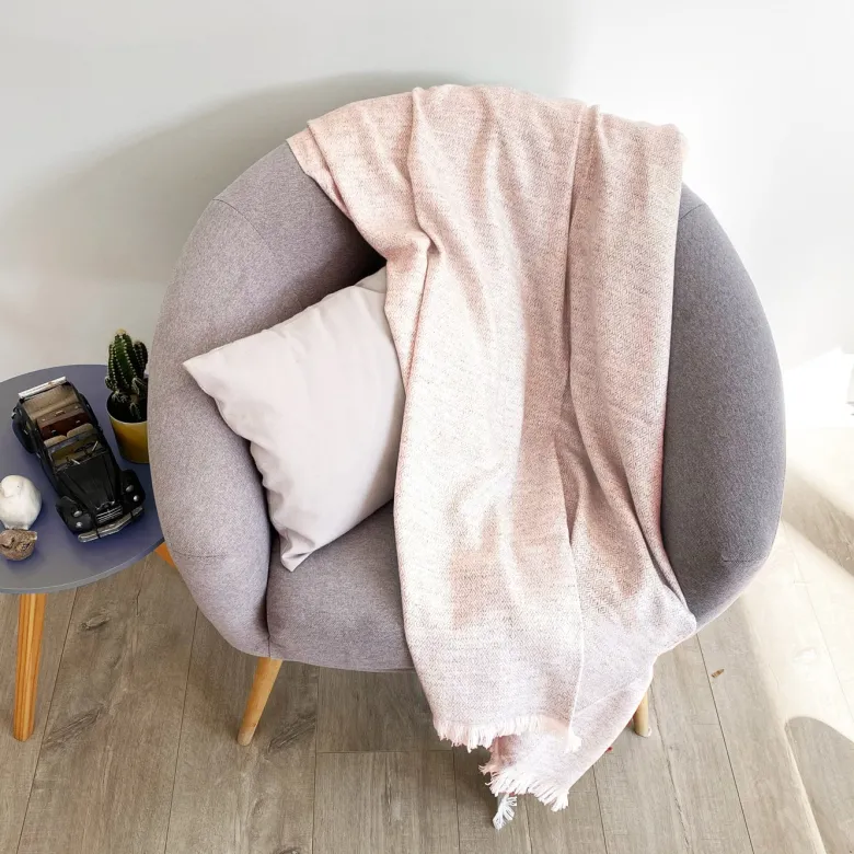 Plaid cachemire et laine diamant camel