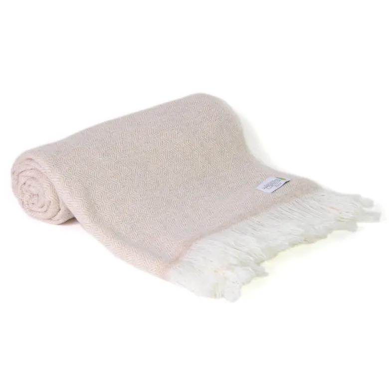 Plaid cachemire et laine diamant camel
