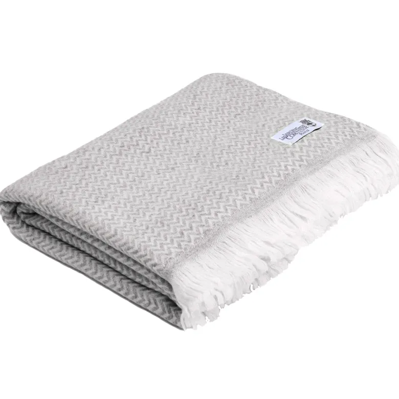 Plaid cachemire et laine gris argenté