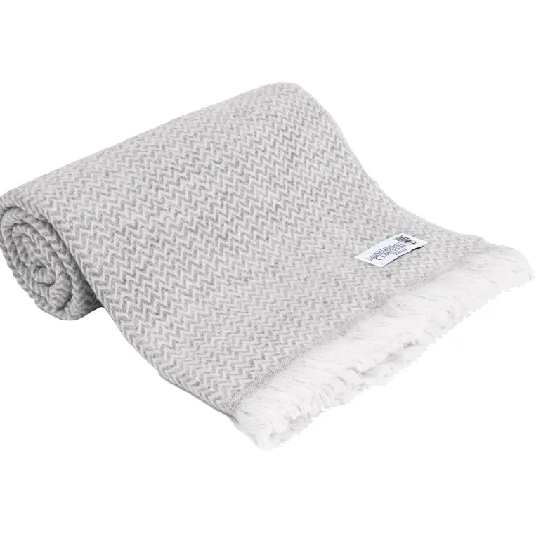 Plaid cachemire et laine gris argenté