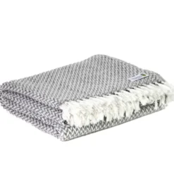 Plaid cachemire et laine gris souris