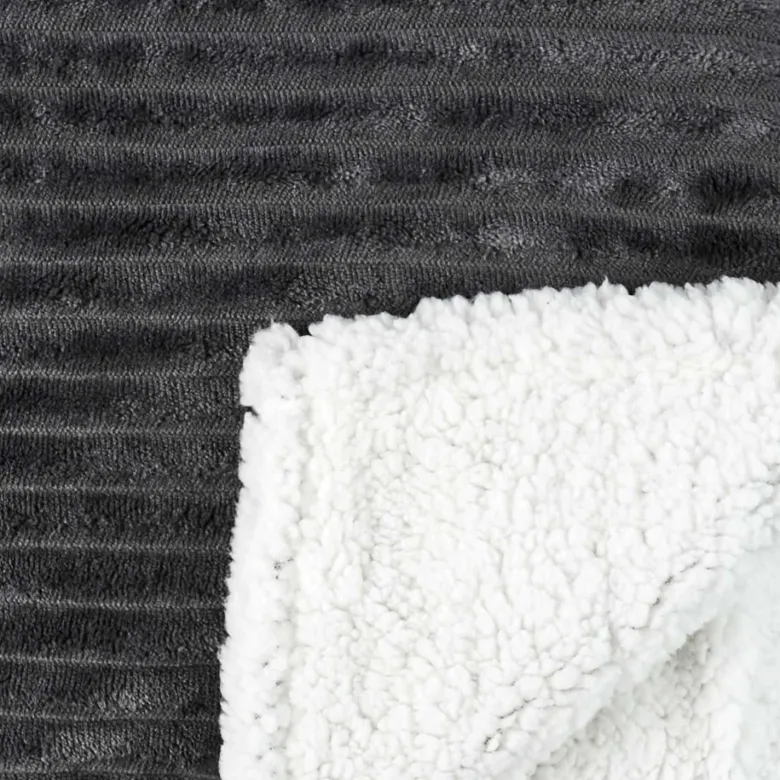 Plaid flanelle côtelé 180x220cm gris