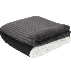 Plaid flanelle côtelé 180x220cm gris
