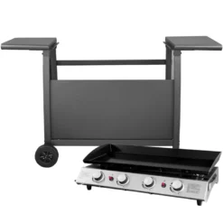 Plancha au gaz valencia - 4 brûleurs 10kw + chariot