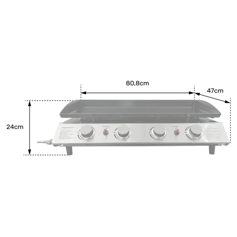 Plancha au gaz valencia - 4 brûleurs 10kw