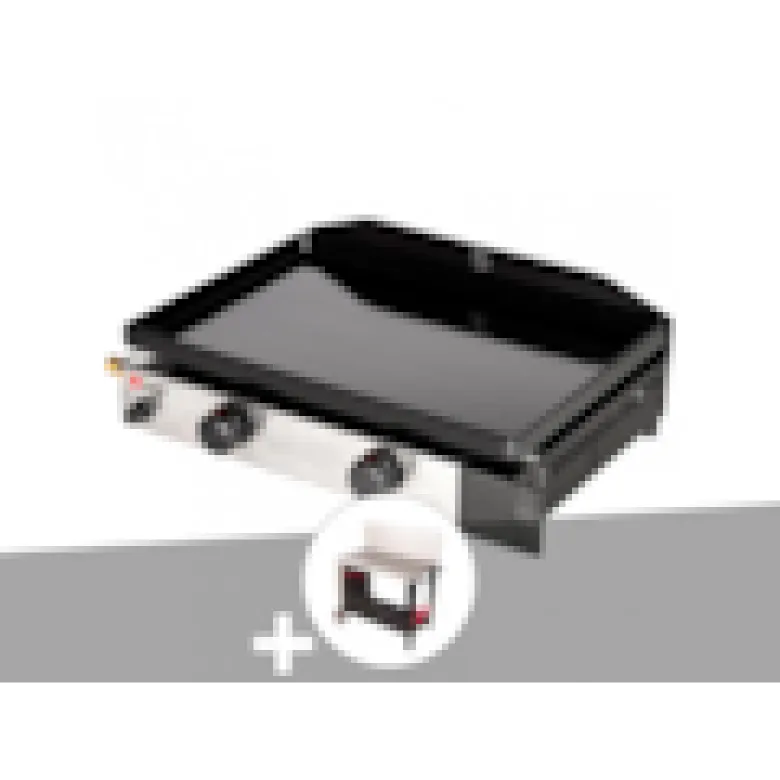 Plancha gaz 2 brûleurs solia 200 - somagic + chariot plancha en métal salvia