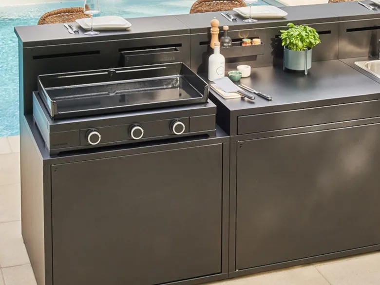 Plancha gaz modern 75 acier noir - forge adour