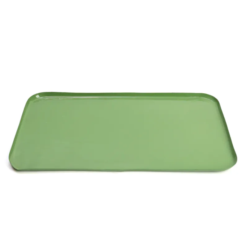 Plateau de service artisanal en métal émaillé 49 x 26 cm
