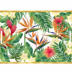 Plateau de service fleurs exotiques 50cm