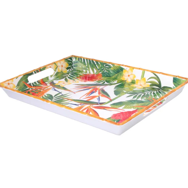 Plateau de service fleurs exotiques 50cm