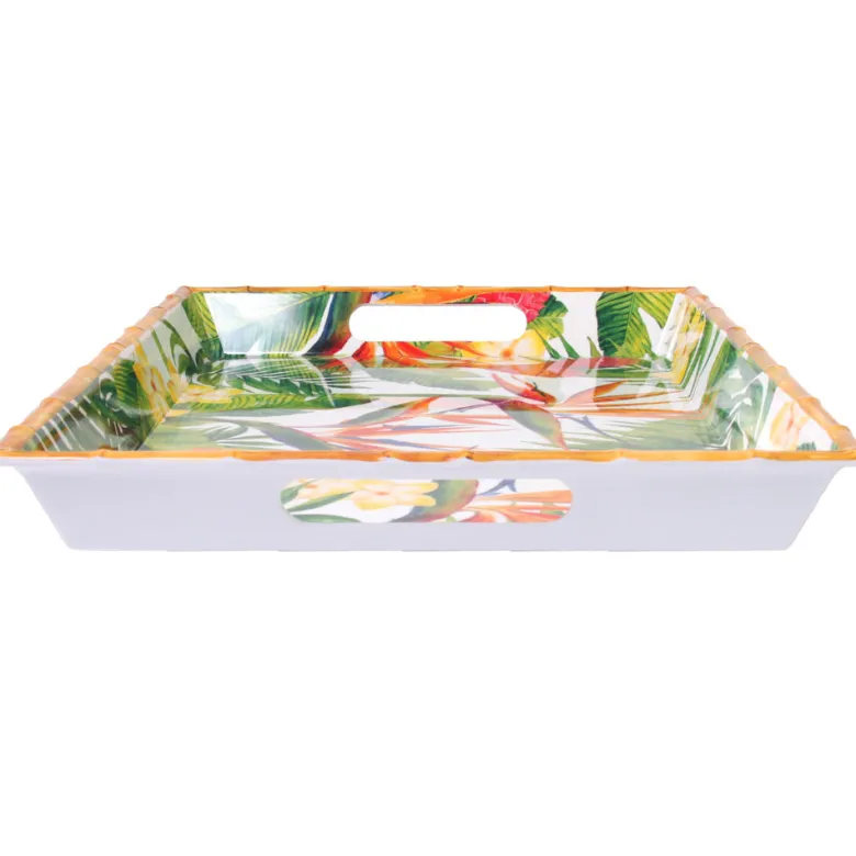 Plateau de service fleurs exotiques 50cm