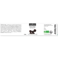 Poivre noir (piper nigrum) - huile essentielle bio - 5ml garantie chromacert® -