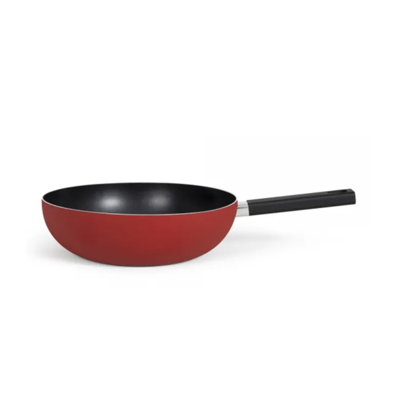 Poêle wok aluminium 32cm rouge