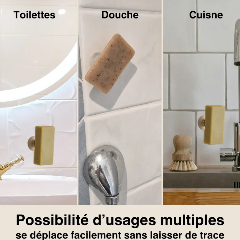 Porte-savon magnétique mural – sans perçage & séchage rapide