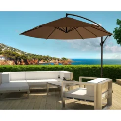 Porticcio parasol marron déporté rond 3 x 3 m