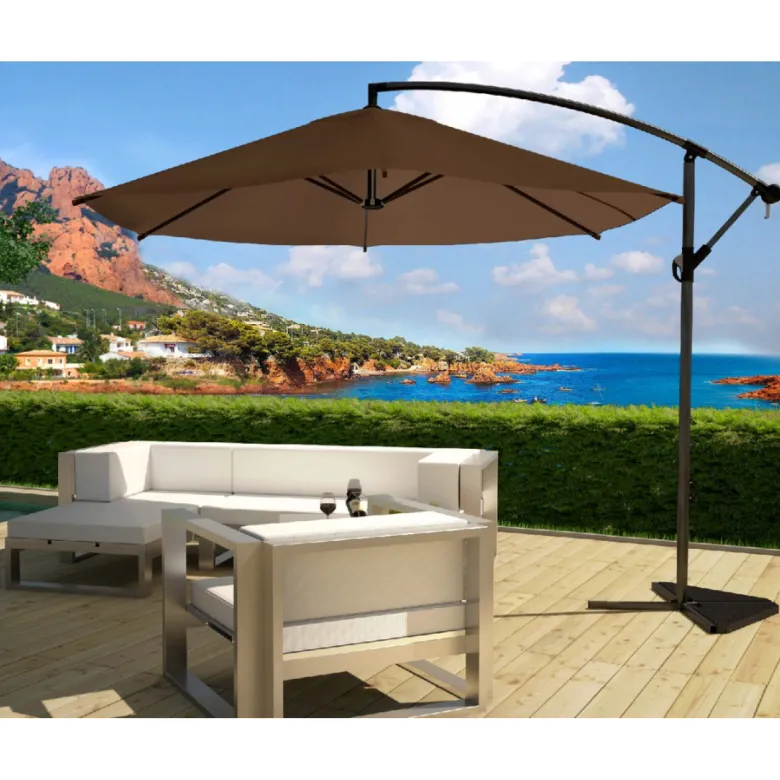 Porticcio parasol marron déporté rond 3 x 3 m