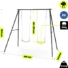 Portique balançoire double jardin hypermotion - acier 3-12 ans - 2 sièges 100kg