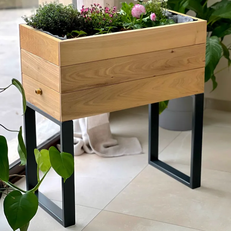 Potager aubade en acacia pieds acier